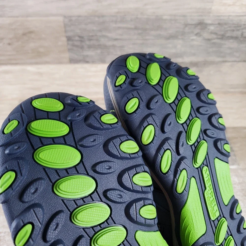 Merrell Trail Chaser Kids Shoe Sz 3.5 W Navy Green Bungee Laces with Hook & Loop